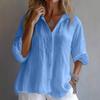 Ladies Fashion Solid Color Linen Long Sleeve Casual Shirt