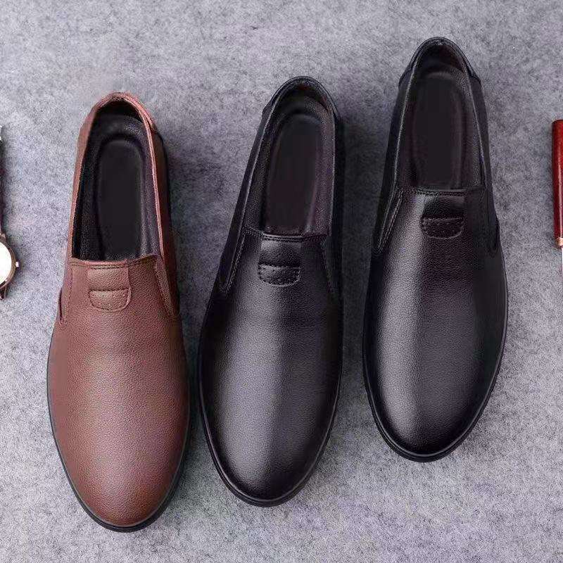Leather Shoes Men's Spring Men's Shoes Casual Shoes Breathable Lazy Shoes Korean Version Trendy Work Shoes Soft Sole Non-slip Driving Shoes