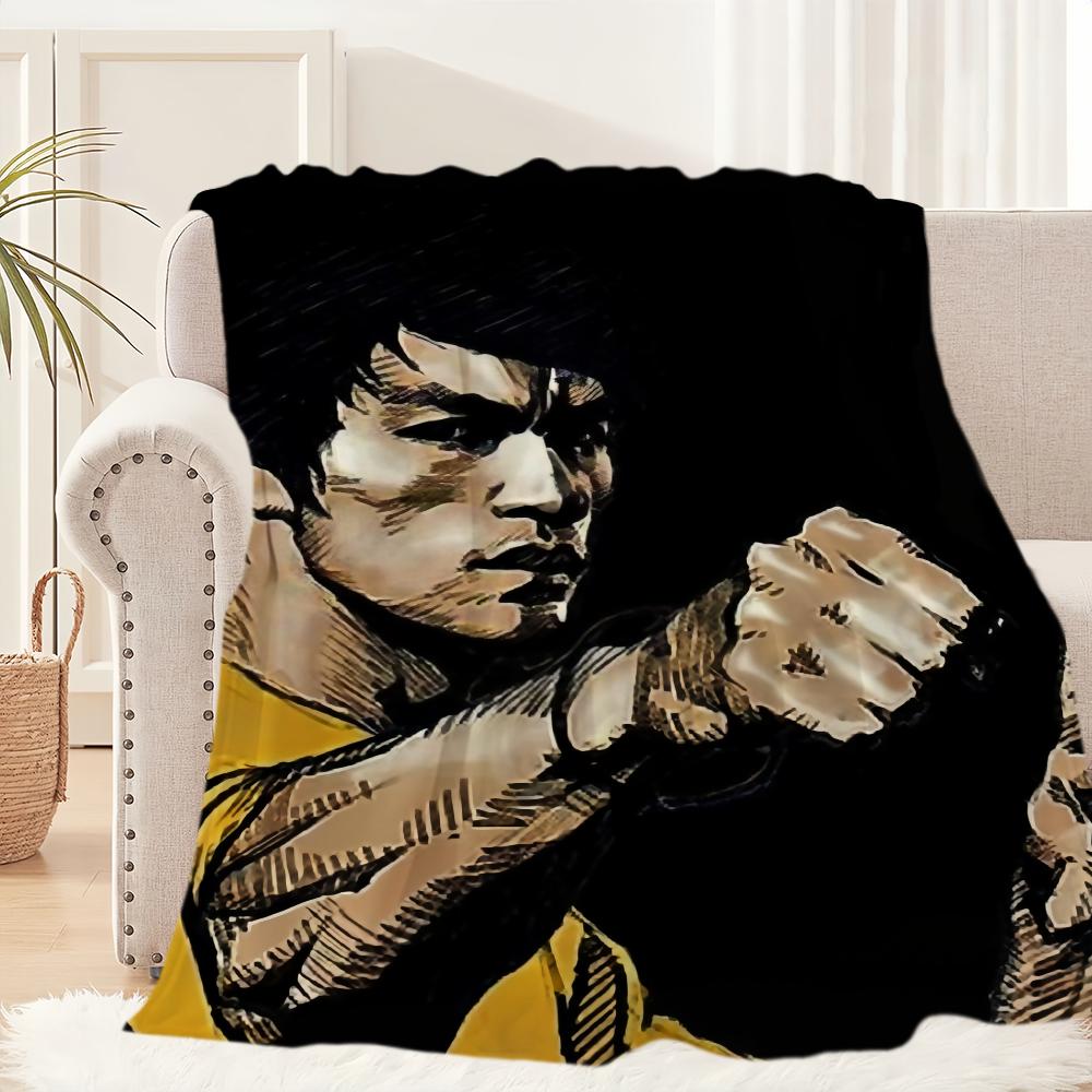 

Kung fu B-Bruce L-Lee Blanket Plush Nap Sofa rug for Living Room Warm Office Bedroom Birthday Home Travel Kid Gifts 30x40in