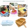 Silicone Snack Containers 2 Compartment with Lids Food Dispenser Sauce Dish Reusable Salad Dressing Container for Picnic Travel