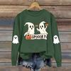 Dame Moteable Casual Langermet Halloween Trykket Rundhals Topp