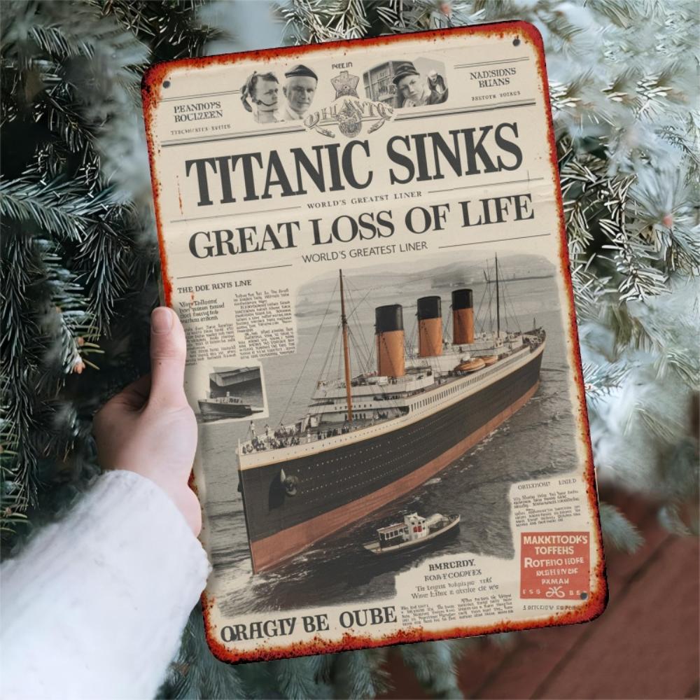 Titanic Sinking VintageStyle Metal Sign  Perfect for History Buffs  Collectors Wall Hanging Decor Retro Style 20x30cm（7.8x11.8inch）