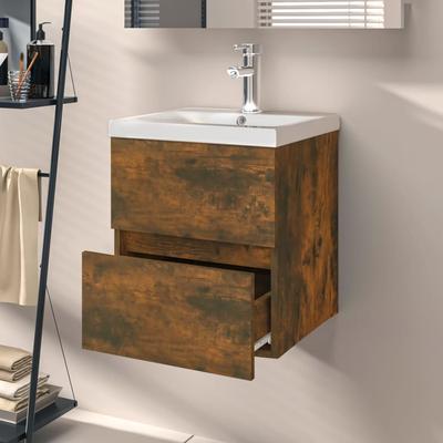 Bathroom Vanity Unit Smoked Oak Finish 41 X 38.5 X 45 Cm Particleboard