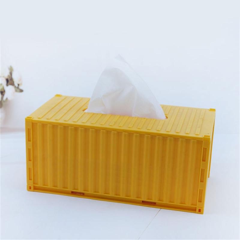 Cargo Container Tissue Dispenser for Kitchen Decorative Plastic Paper Towel Box Colorful Napkin Holder for Dining Table