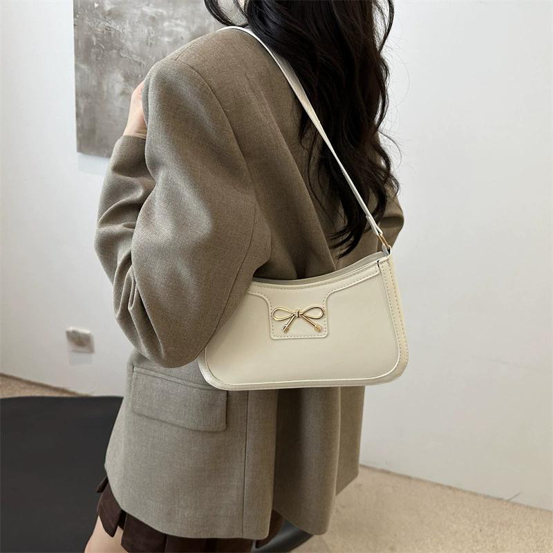 Women's Solid Color Shoulder Bag with Bow Decor, Fashion Casual Versatile Bag for Daily Commute & Everyday Use