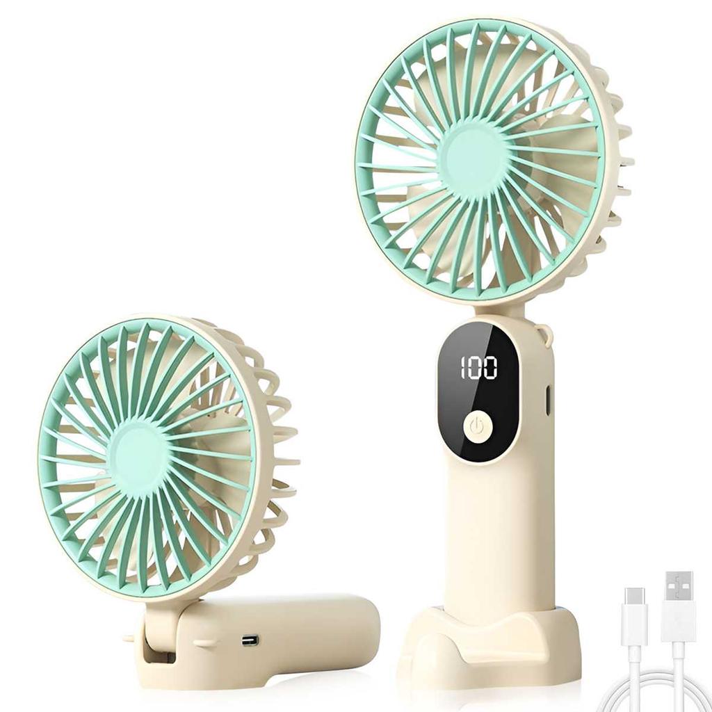 Portable Handheld Fan, Battery Operated Fan with Base, Rechargeable Mini Fan for Outdoor Indoor for Summer and For Outdoor