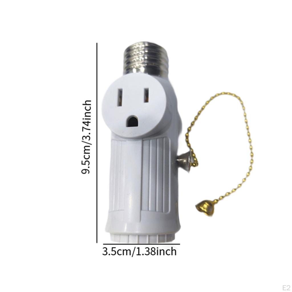 3 Prong Bulb Plug Adapter E26 Light Converter Pull Chain Switch Polarized Outlet