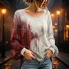 Women's Long Sleeve Round Neck Halloween Printed Tunic Top for Festive Occasions