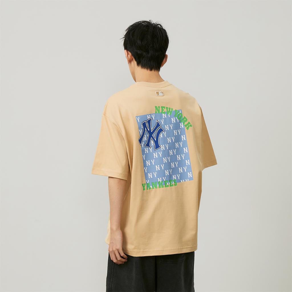 New MLB MONOGRAM Collection New York Yankees SS24 T Shirt Unisex Apricot 3ATSM0443-50BGL