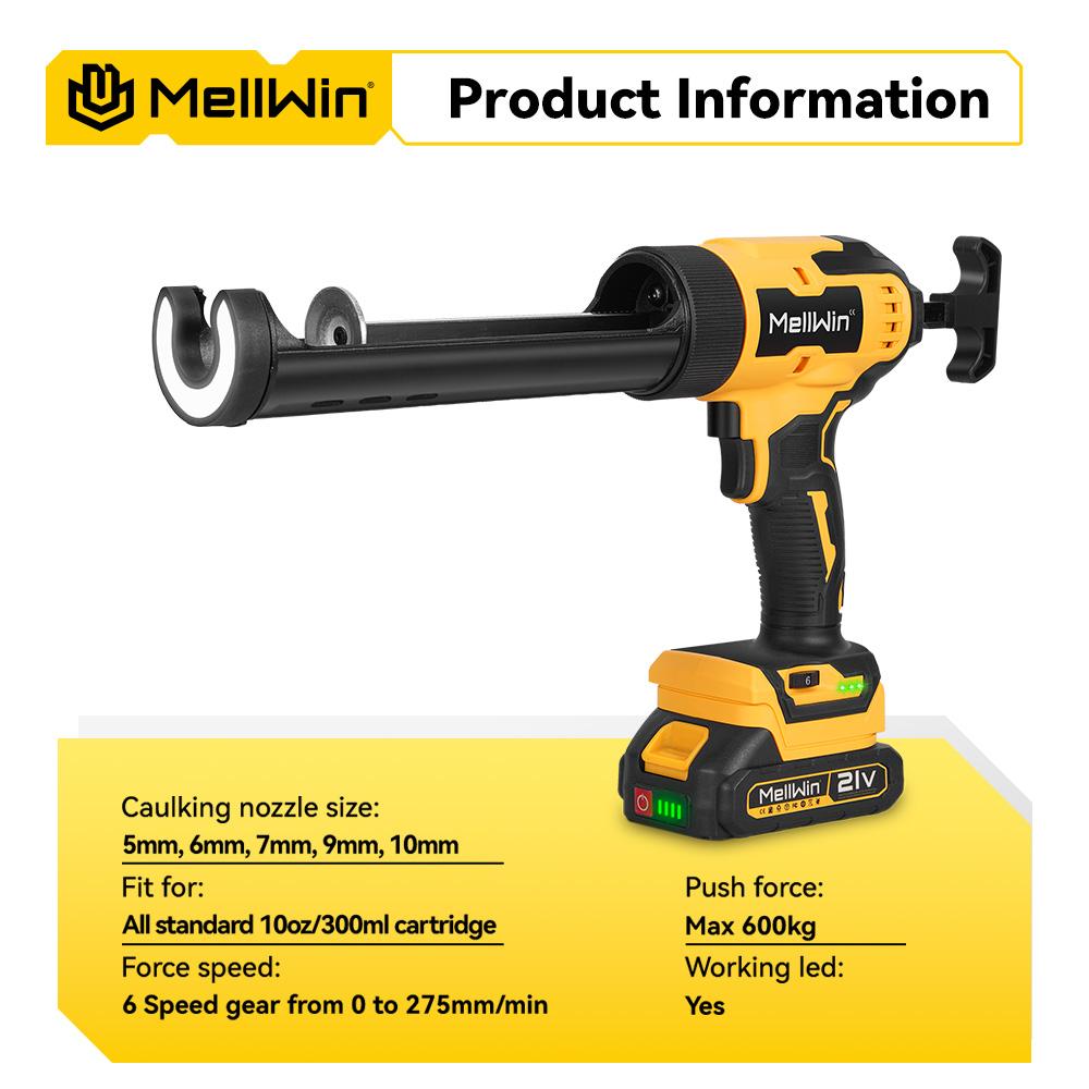 MELLWIN 10 Oz/300 Ml Glass Glue Caulking Gun Cordless Doors & Windows Electric Sewing Gland Tool For Makita 18V Battery Pin