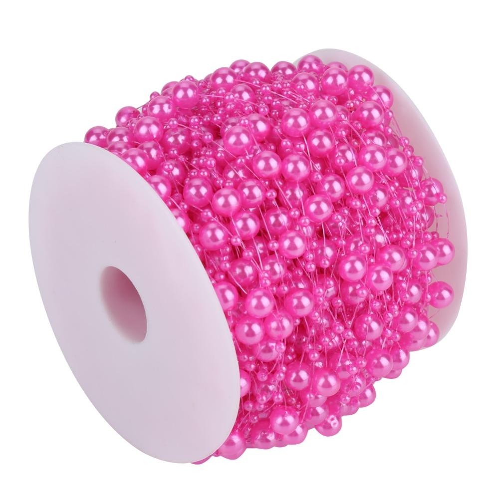 DIY Handmade Accessories 60m Roll Pearl Wire Beads 3mm+8mm Plastic Beads Pearl Bead String Beaded String Balcony Decor