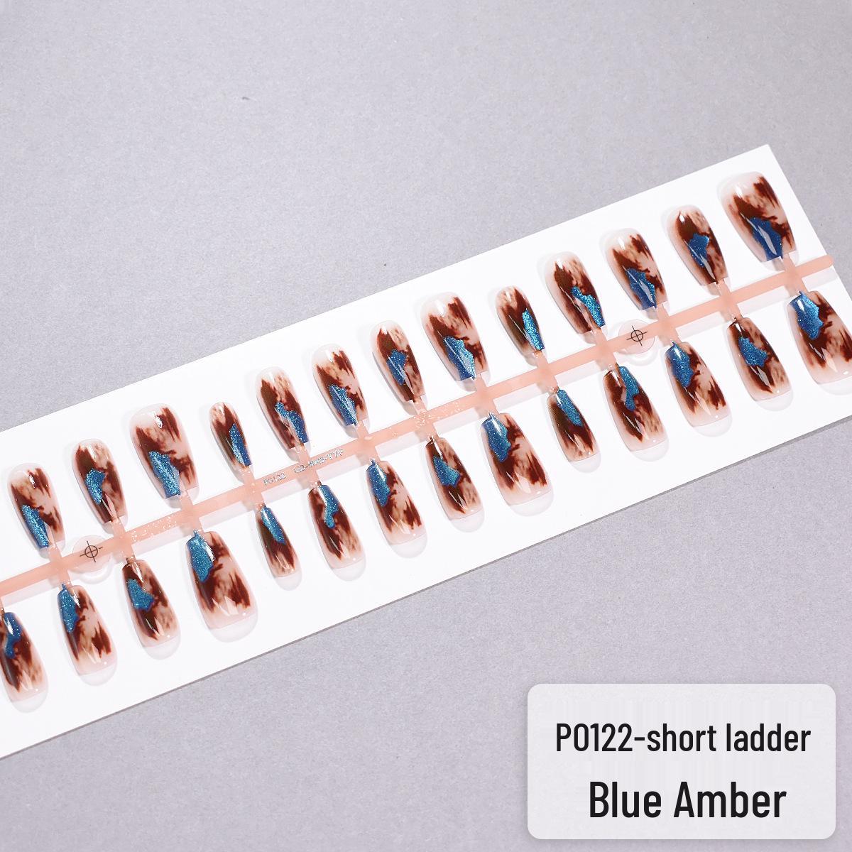 

Янтарно-голубый кошачий глаз | 30 штук для нейл-арта | Осветляющие кожу накладные ногти для осени и зимы