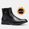Mode Winter Rindsleder Outdoor Warme Herren Schneestiefel Plüschisolierung Spritzwasserfest Hoher Schaft Motorradstiefel Herrenstiefel