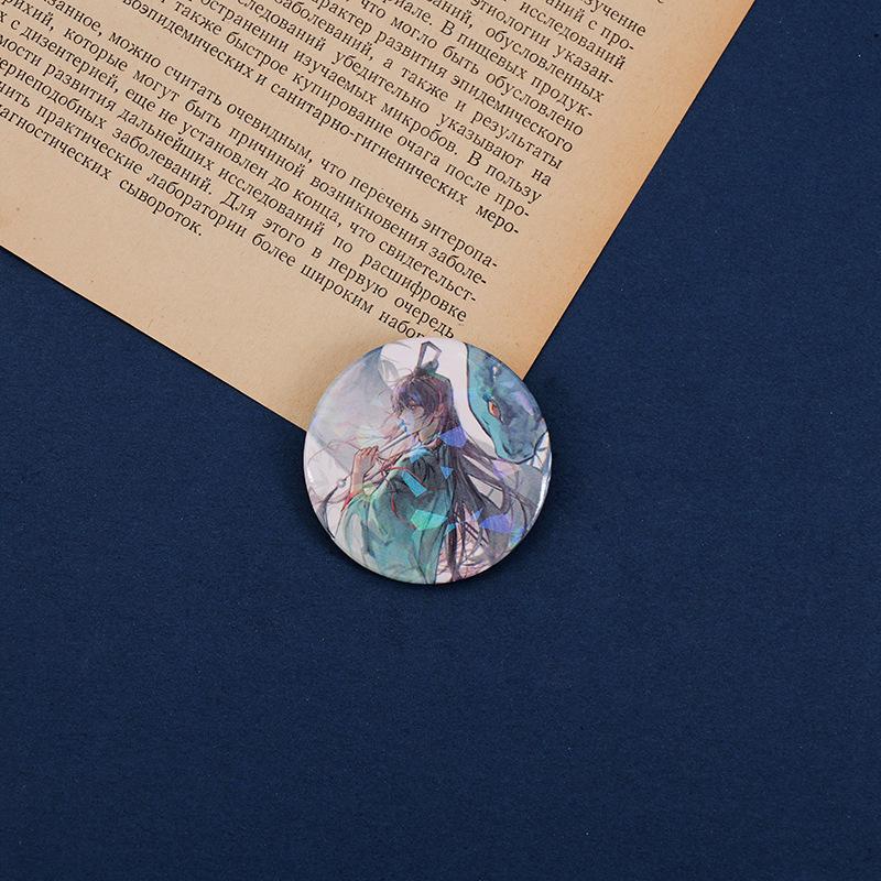 Code Iris Fanmade Silver Glitter Badge (44mm): Fu Rong, Zuo Ci, Sun Ce, Liu Bian Designs