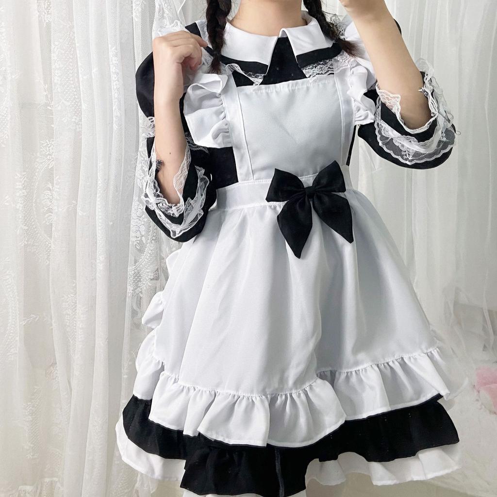 Alice Fantasy Wonderland Maid Cosplay Costume, Long-sleeved Soft Girl Cute Princess Dress