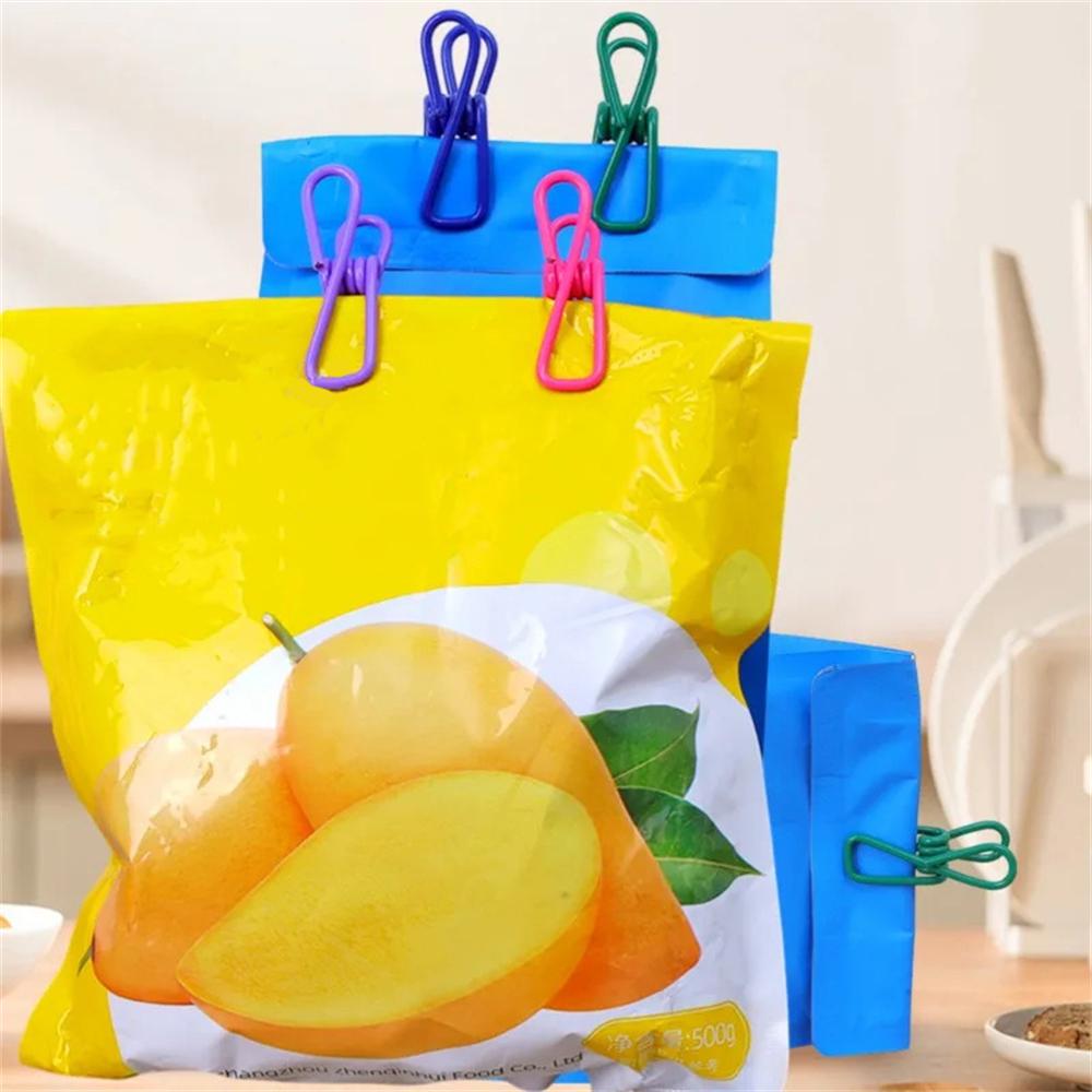 12pcs Durable Multi-Purpose Steel Clips for Sealing Food Bags Chips& More,Easy To Clean Kitchen & Dining Accessories
