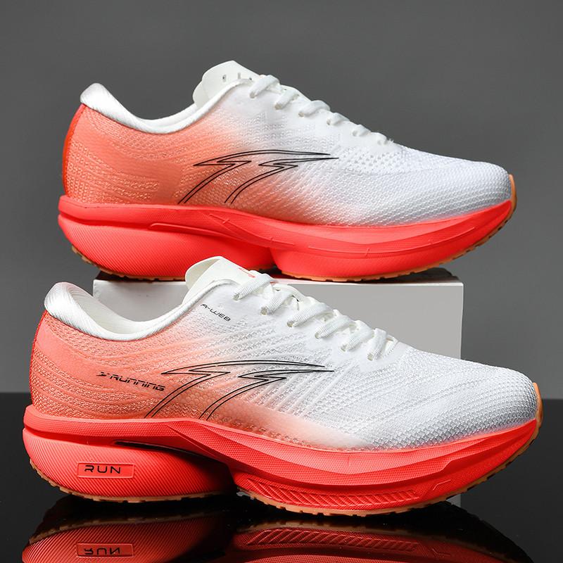 

2025 new ultra-light shock-absorbing rebound real explosive sports shoes men s and women s versatile breathable thick-soled non-slip carbon board 44 маджента