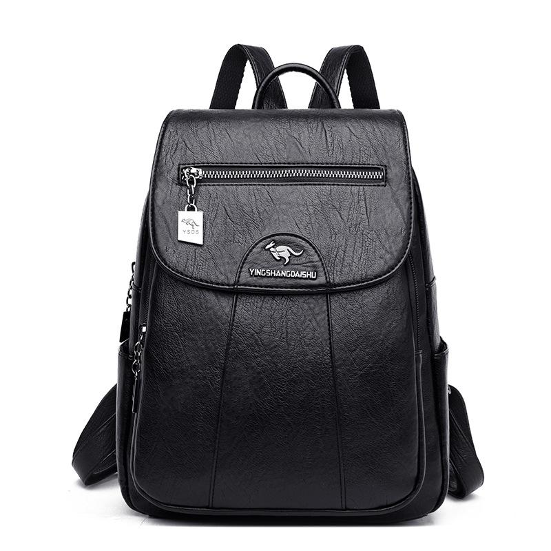 New PU leather bag trendy women s backpack light and casual student schoolbag versatile commuter travel bag