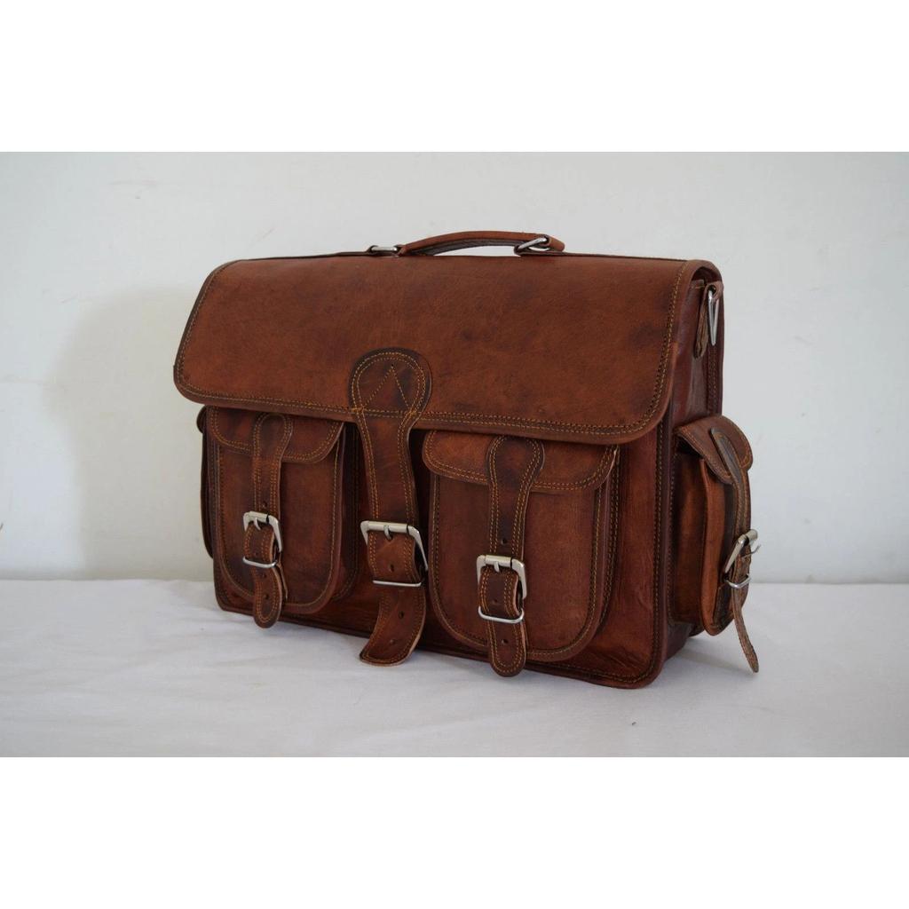 Latest Men's Genuine Leather Vintage Laptop Messenger Briefcase Bag Satchel