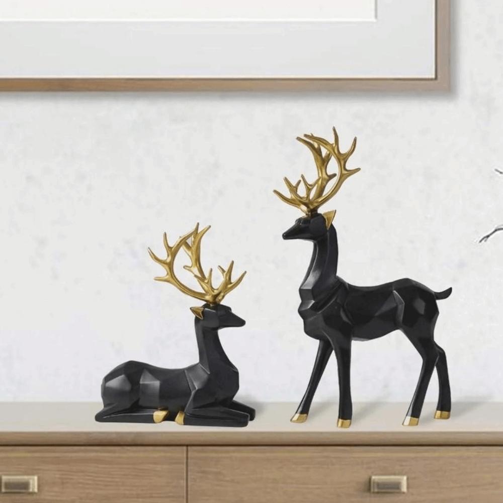 2 st Kreativ hjort skrivbordsdekoration Modern sittande/stående position Julhjortstaty Hållbar Söt Harts Ren Skulptur