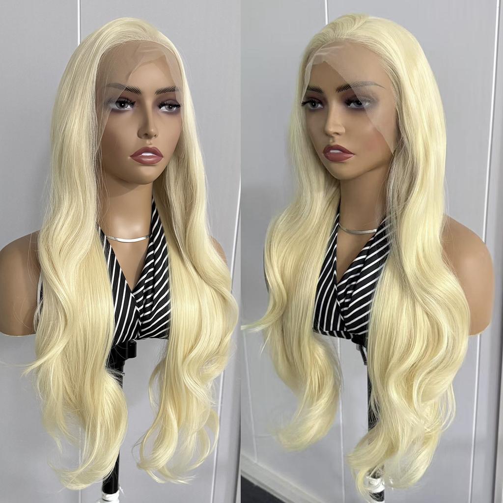 AIMEYA Blonde Wig 18-26Inch Synthetic Lace Frontal Wigs for Daily Use 13x4 Lace Front Cosplay Wigs 613 Long Silky Straight