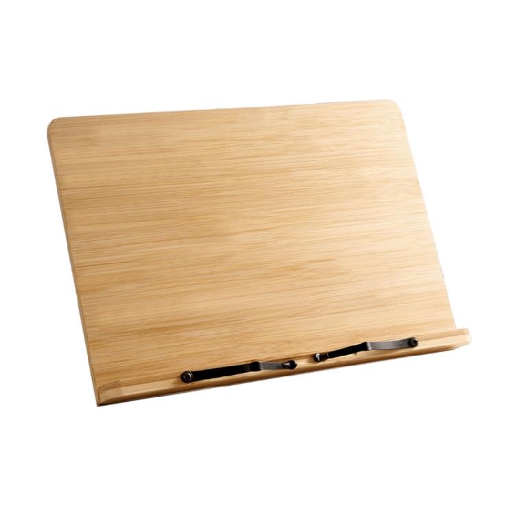 Wood Textbook Book Stand 6 Angles Adjustable Book Holder with Metal Page Clips for Music Scores Cook Recipe Tablet