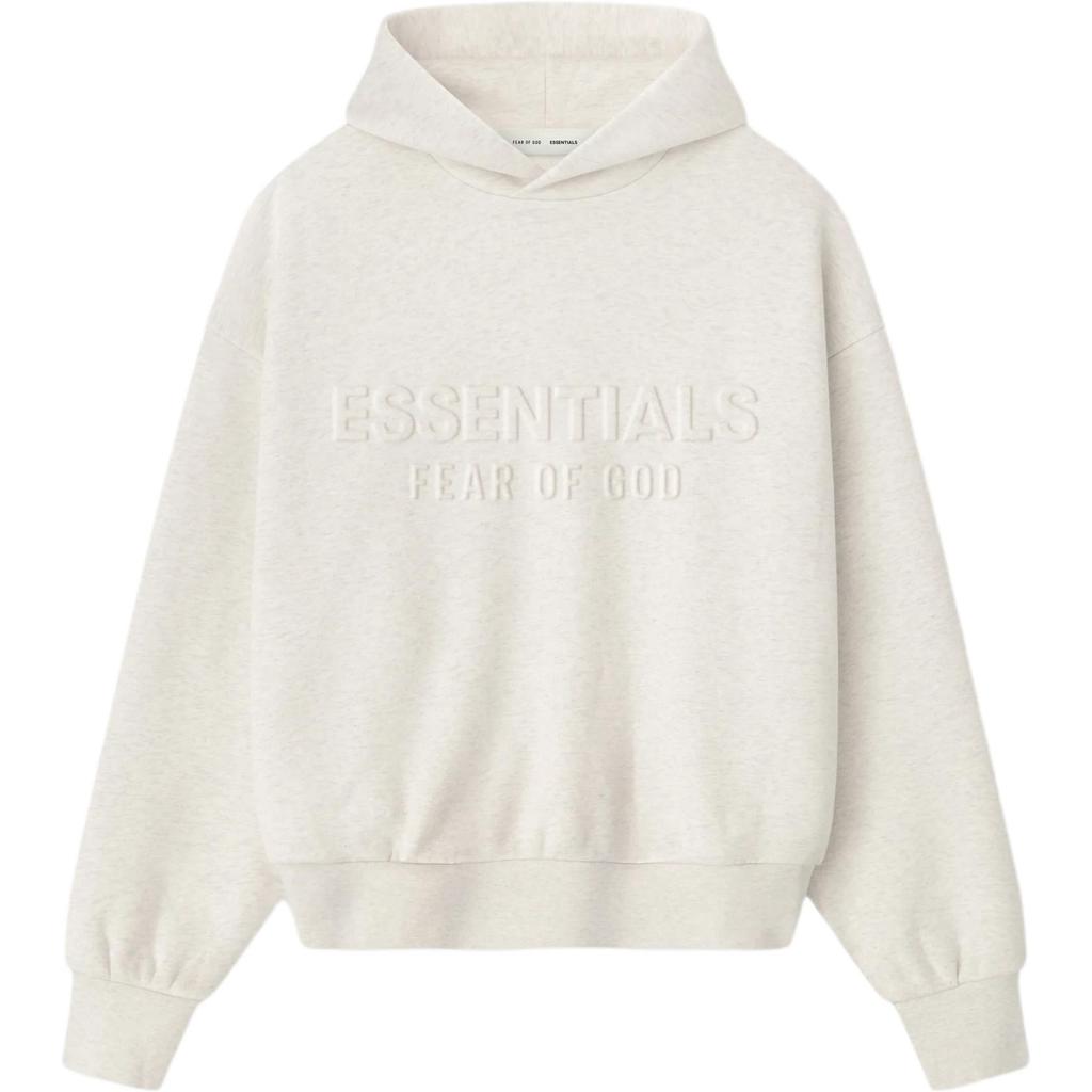 Fear of God Essentials Embossed Essentials Classic Hoodie Oatmeal Heather Men Tops White 192HO256212F