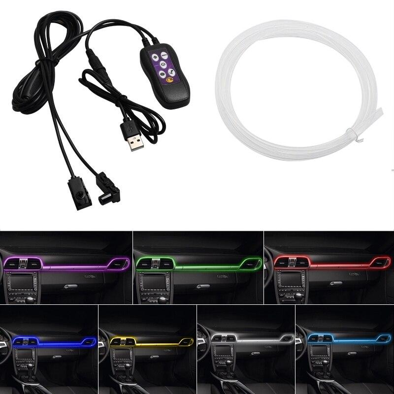 Car Interior Lights Decorative Ambient Lamp 64 Color Multiple Mode Sound Control USB Optical Fiber Neon Atmosphere Light