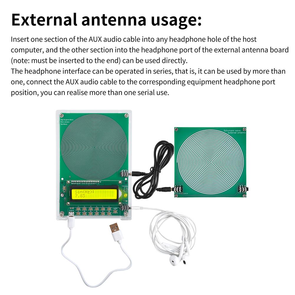 DC5V 0.1–99999Hz Adjustable Frequency Schumann Wave Sine Wave Signal Generator External Antenna Board Compatible Micro USB port