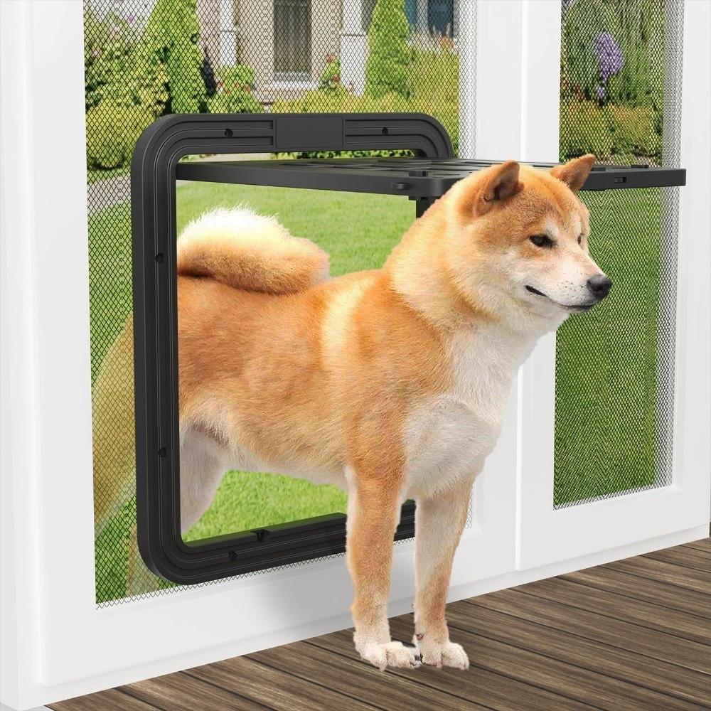 Self-Closing Dog Screen Door Reinforced Dog Sliding Door Screen Pet Lockable Screen Door  Patio