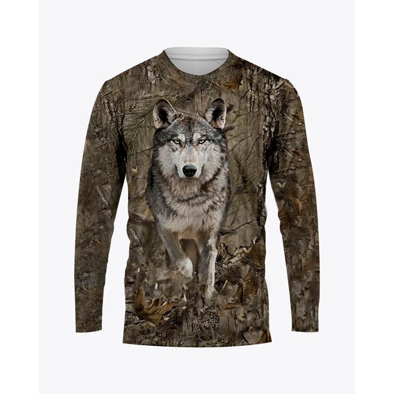 Camouflage Hunting Animals Print Summer Men/Women O-Neck T-shirt Casual Long Sleeve Oversized Pullover Fashion Tops Men Clothing