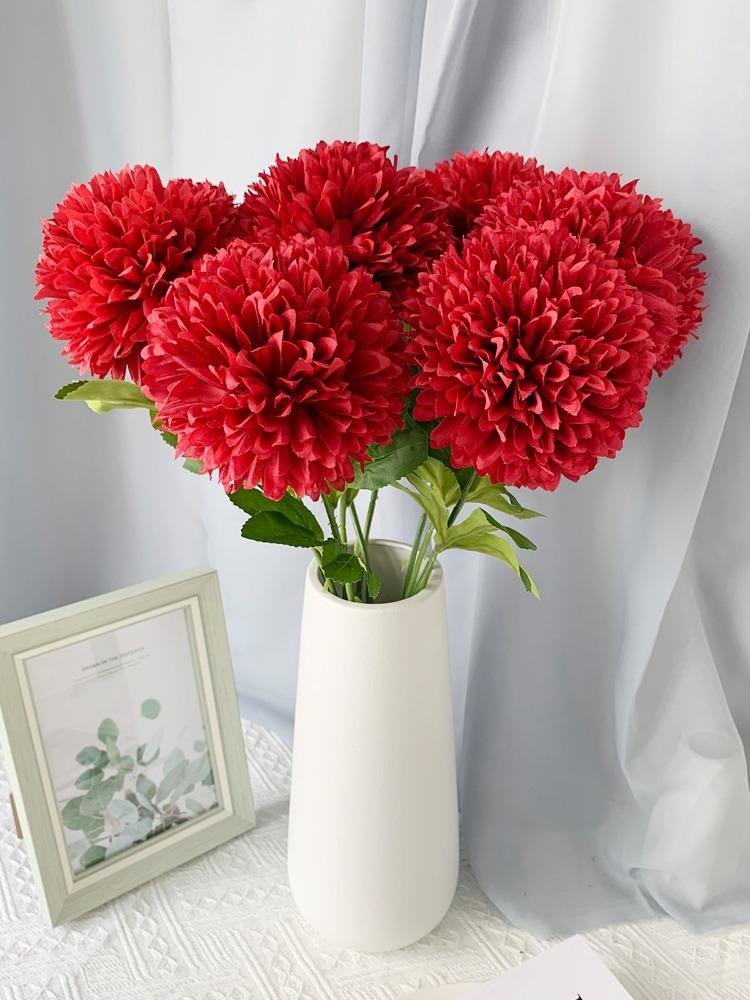 10 Pcs Artificial Chrysanthemum Ball Silk Flowers Flowers for Bride 52cm Single Stem Chrysanthemum for Wedding Bouquets Party Home Garden Decor