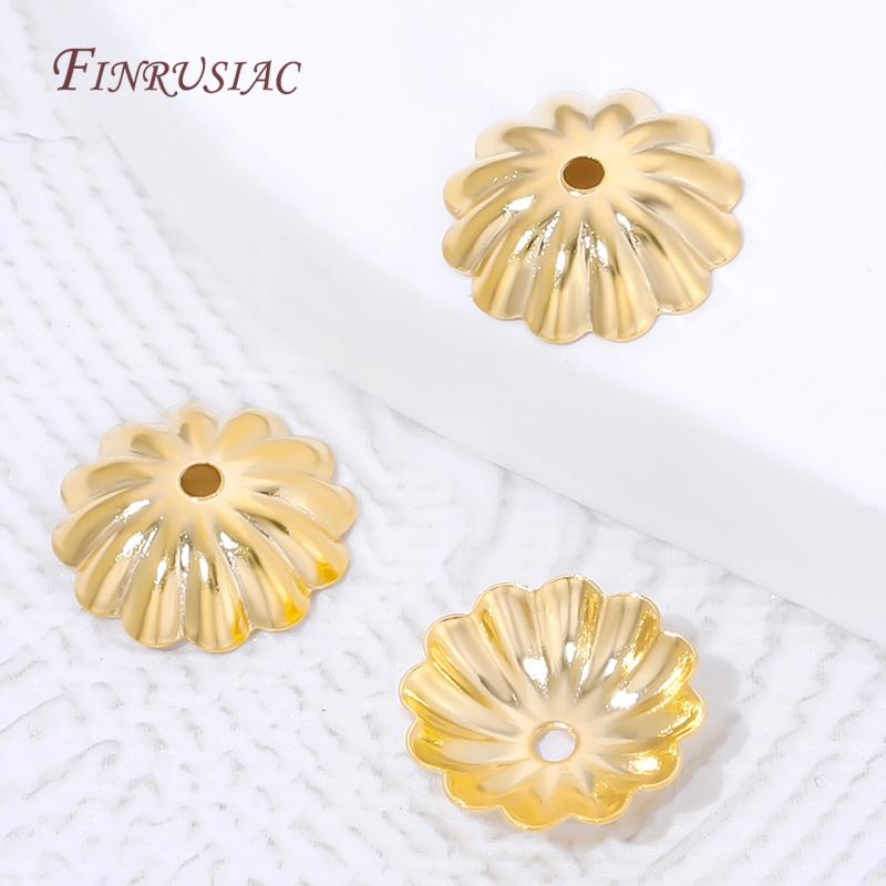 20/40Pcs 18K Gold Plated Brass Flower Bead Caps Corrugated Wavy Edge Bead End Caps For DIY Jewelry Making Findings