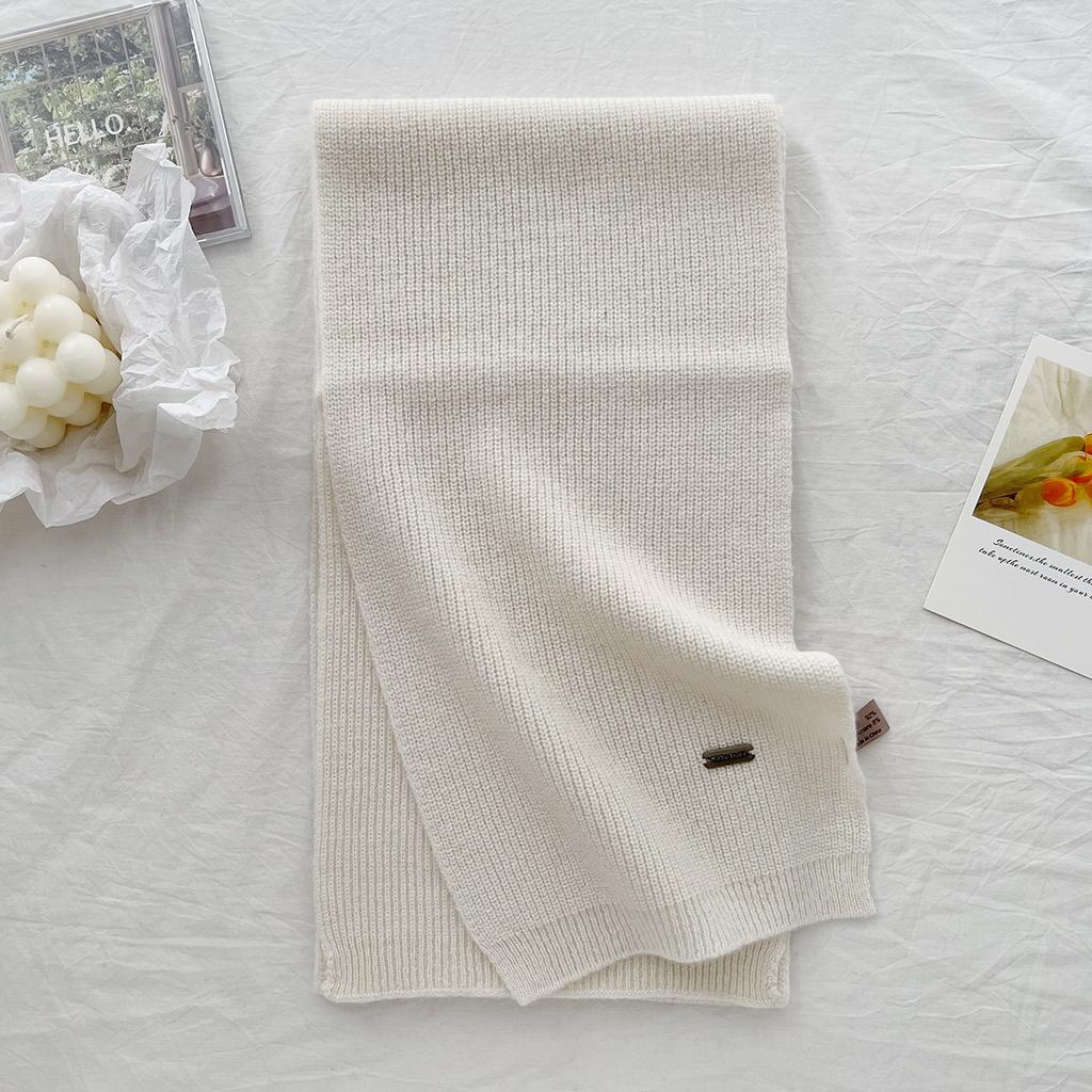 New 100% Wool Scarf Winter  Solid Color Warm and Cold proof Women's Scarf Fashion Versatile Knitted Scarf