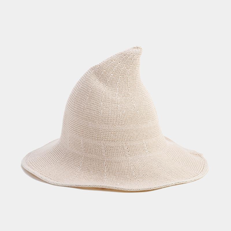 Wizard Hat Female Tide Halloween Decoration Pointed Hat Solid Color Casual Breathable Sun Hat Sun Hat