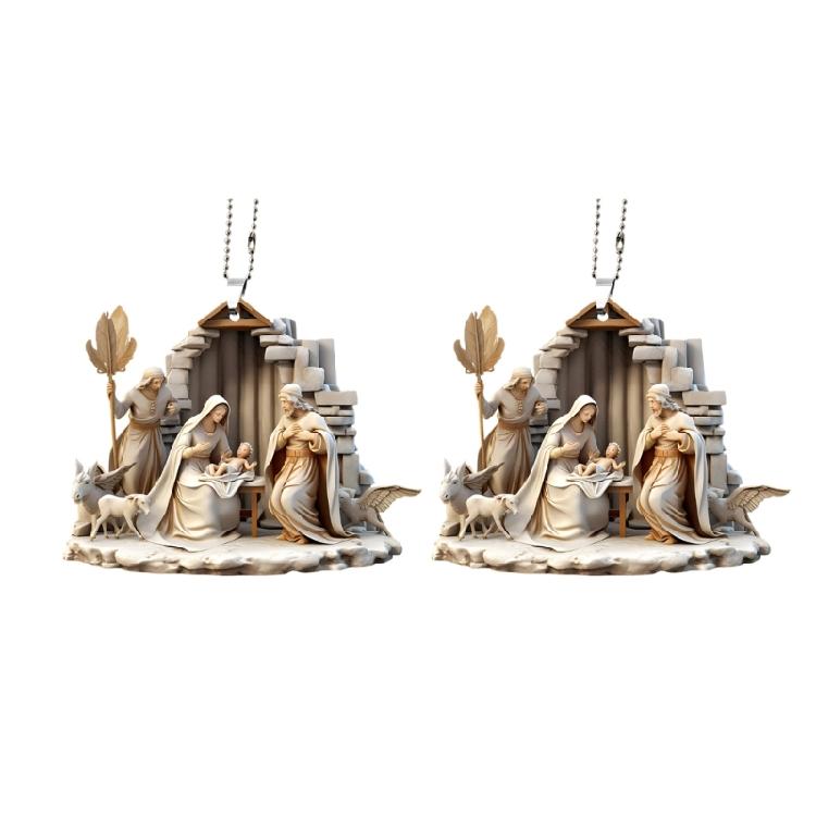 

2pcs Acrylic Wall Decors Smooth Surfaces Nativity Scene Pendant Easy To Clean For Stylish Indoor Environment Accessories