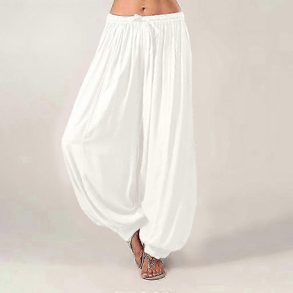 Pantaloni Harem da donna taglie forti Pantaloni lunghi casual Pantaloni da yoga larghi larghi tinta unita Pantaloni da donna in cotone e lino per il tempo libero