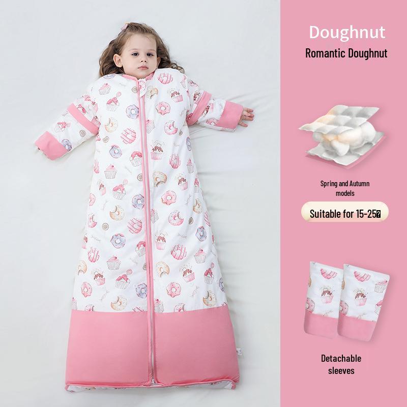 Adjustable Thickened Anti-Kick All-Cotton Baby Sleeping Bag for All Seasons