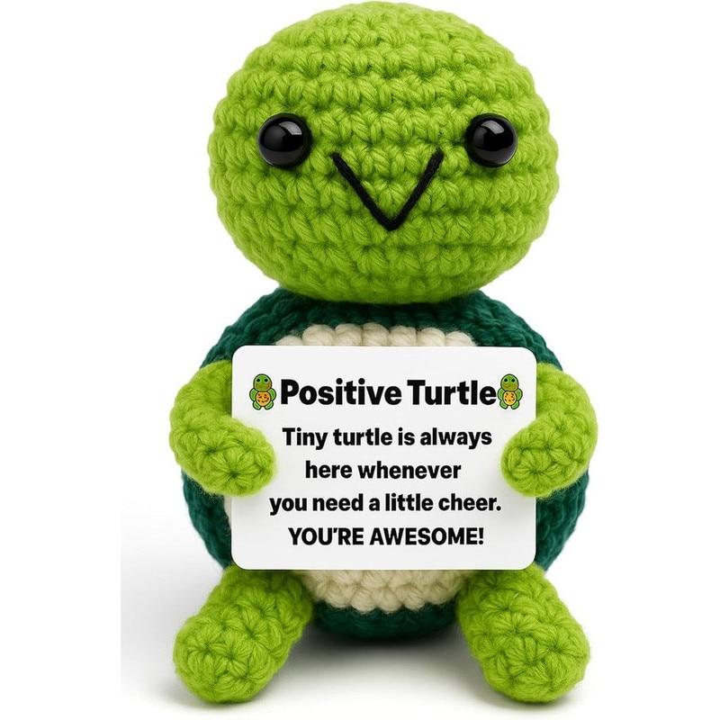 Hand Crocheted Turtle Plush Toy 10cm*7cm Emotional Support Stuffed Animal Office Desk Decor Stress Relief Gift