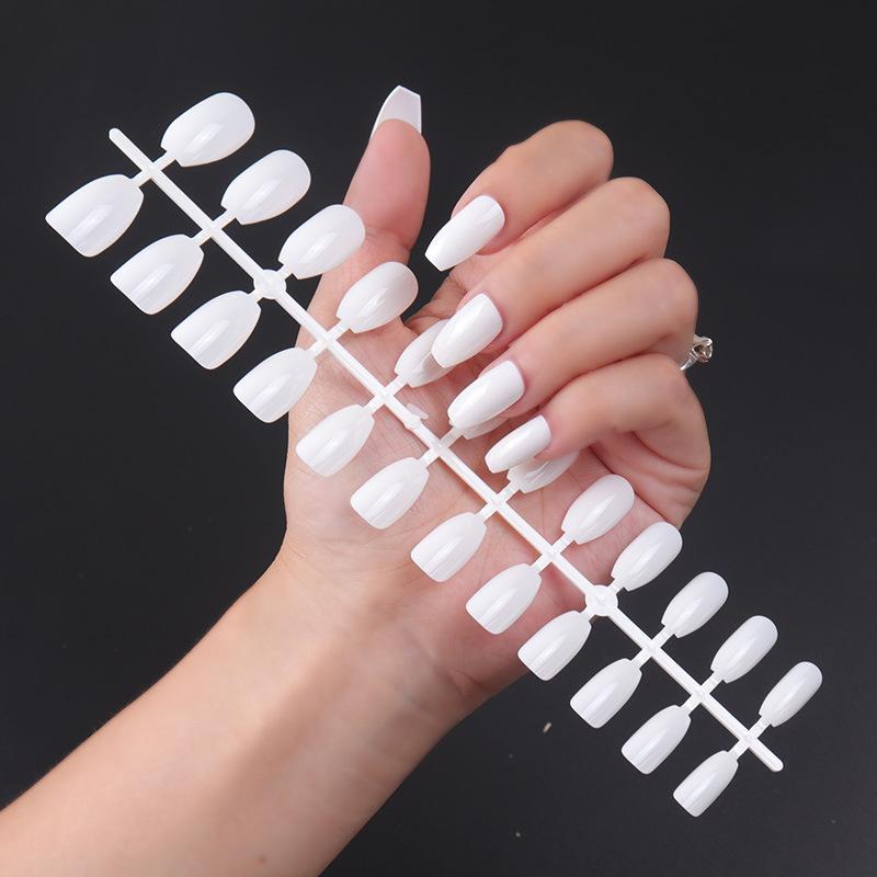 24pcs/set DIY Quick Nails Short Ballet Glossy False Nails Multicolor Strips Finished Wear Manicure