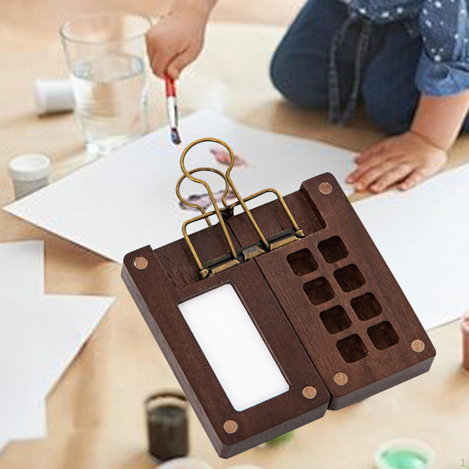 

Портативная акварельная палитра деревянная для акриловых красок мини-лоток коробка 8 Grids with clip