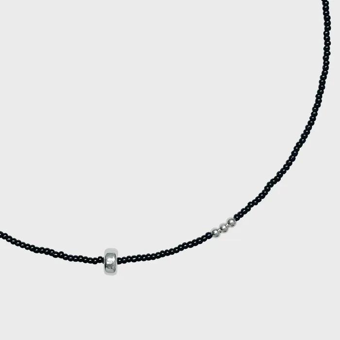 Float-Silver Black Necklace