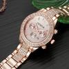 GENÈVE Genève Montre Diamant Trois Yeux Bracelet Acier Calendrier Montre Mode Féminine Loisir Montre Mécanique