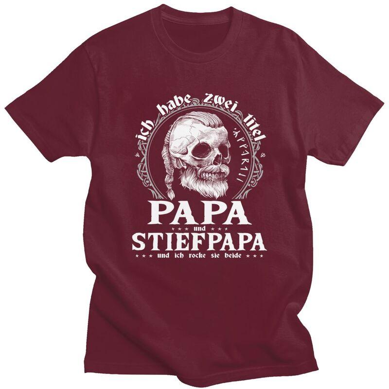 Custom Papa And Stiefpapa Viking Skull T Shirt Men Short Sleeve Dad Fathers Day Tshirt Casual Tee Pure Cotton Oversized Tshirt