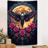 1pc Wall Tapestry Skull Moth Tapestry with Roses and Full Moon, Gothic Boho Wall Art Decor