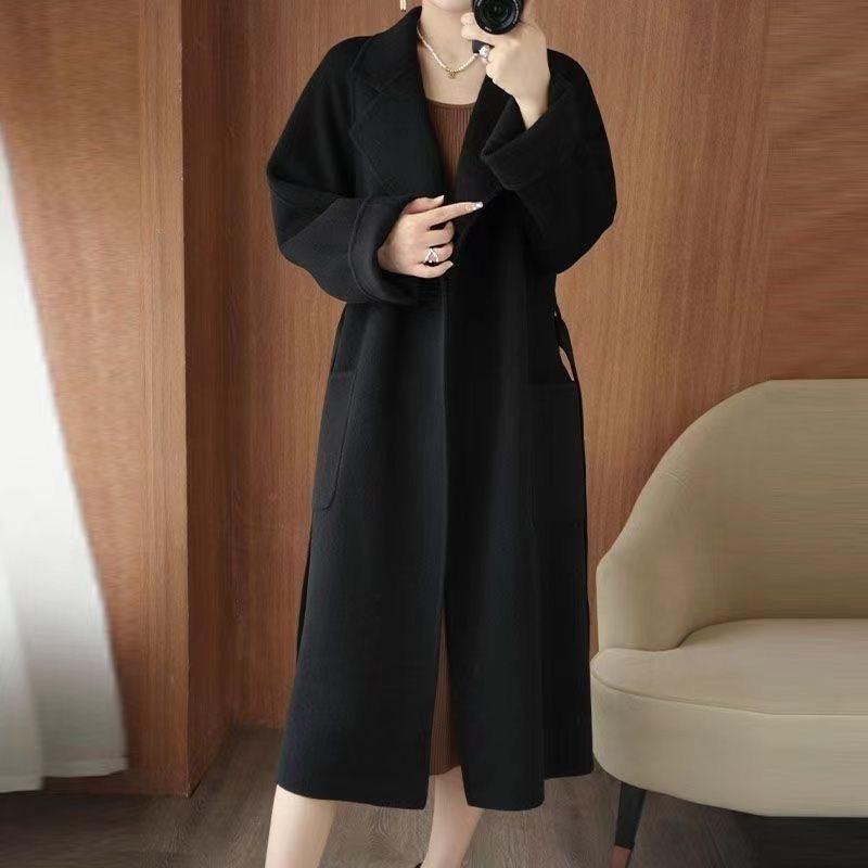 Manteau en laine ample mi-long pour femme, double face en cachemire, Automne/Hiver, style coréen