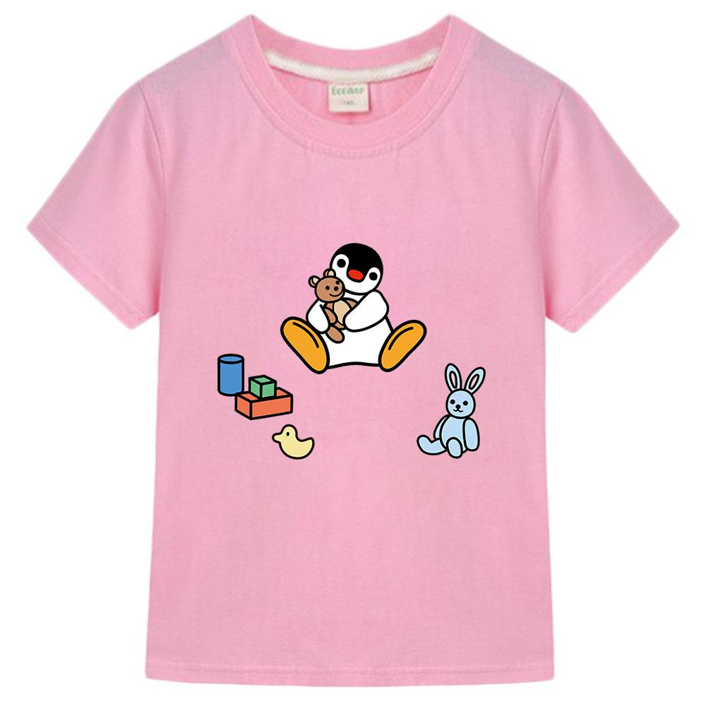 Pingu 100% Cotton Kids T-shirt Kawaii Boys Cartoon Print Girls O-neck Clothing Sports Fashion Tops Manga Short Sleeves Summer
