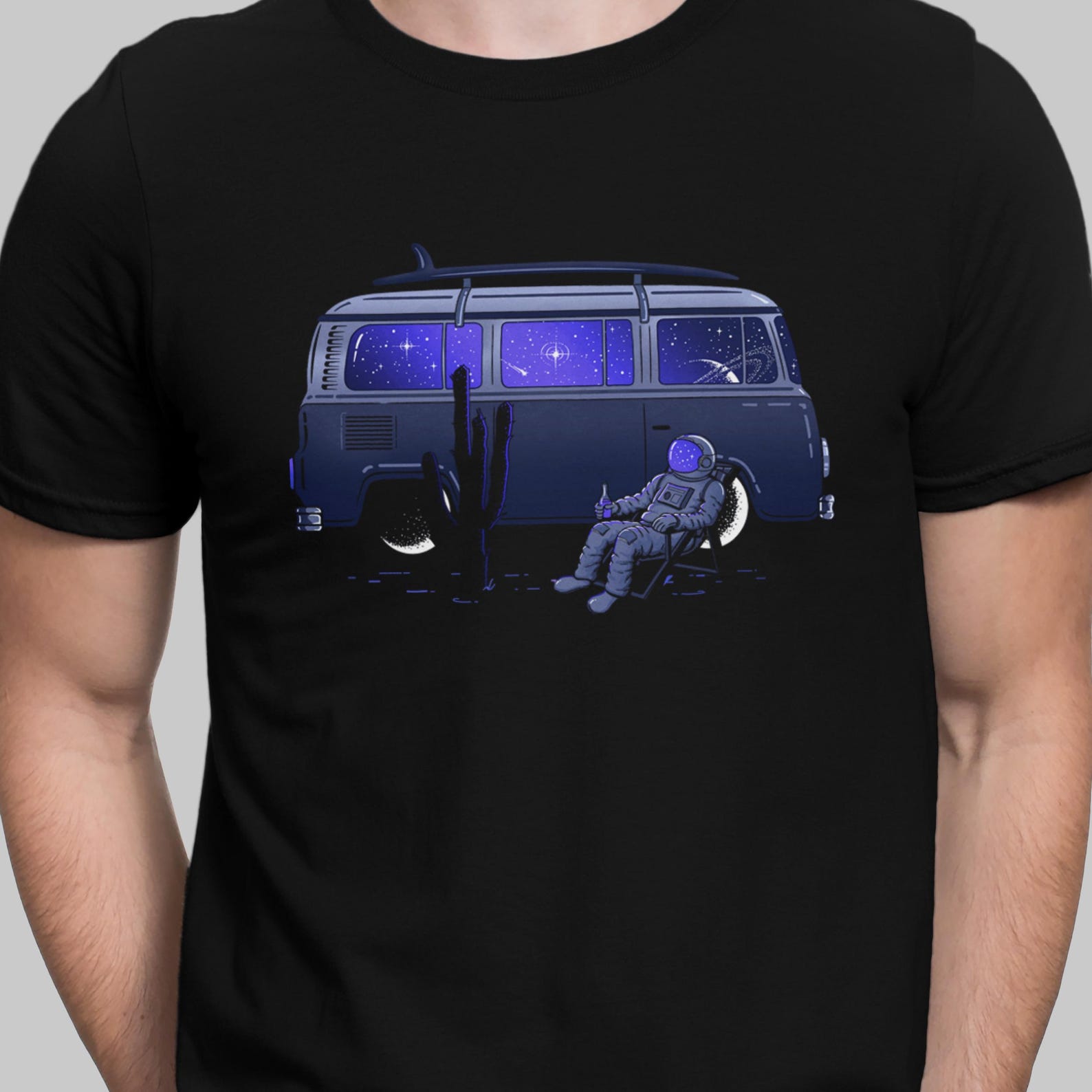 Astronaut Camping Space T Shirt Combi Van T-shirt Road Trip Adventure Shirt S