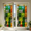 Static Cling Window Film, Full Blackout, Colorful Geometric Privacy UV Blocking, Reusable Heat Insulation Window Sticker for Home Office