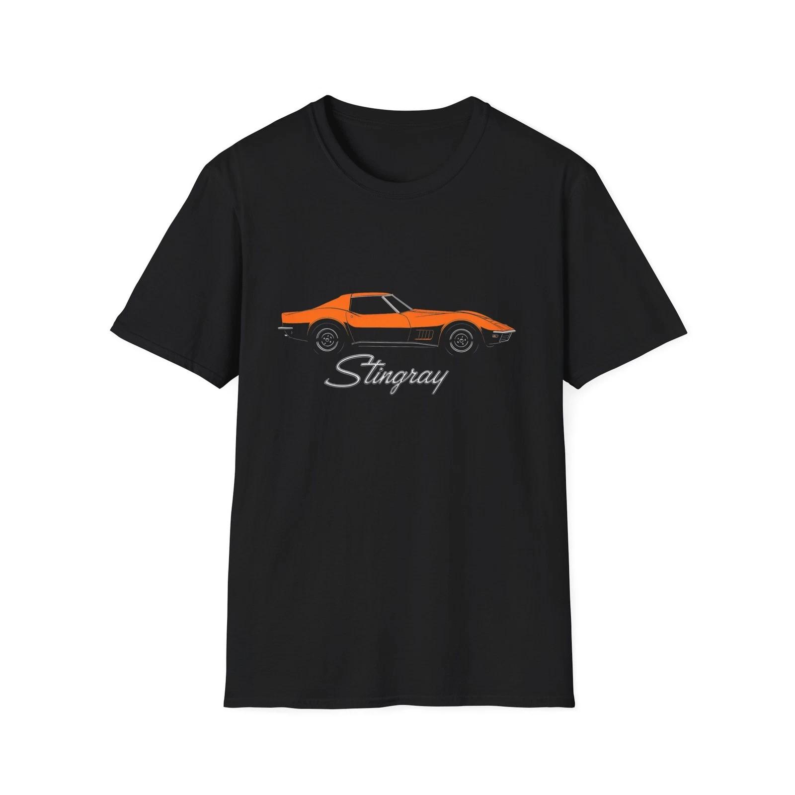 1969 Corvette Stingray C3 T-Shirt Orange Classic Muscle Car Tee Retro Graphic L